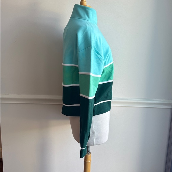 Addison Bay JV Quarter Zip Sweatshirt Green Stripe Preppy Small NWT - Picture 4 of 7